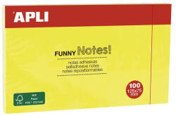 Apli Öntapadó jegyzettömb, 125x75 mm, 100 lap, APLI " Funny" , sárga