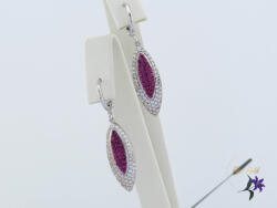Xuping antiallergén Swarovski lila köves csüngős fülbevaló-ródium (F-1205-sw)