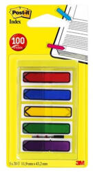 3M Jelölőcímke, műanyag, 5x20 lap, 11, 9x43, 2 mm, nyíl, 3M POSTIT, vegyes - toptoner