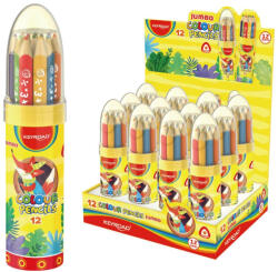 Keyroad Színes ceruza készlet vastag, háromszögletű rakéta palackban Keyroad Jumbo 12 klf. szín