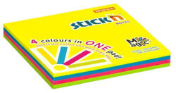 Stick N Öntapadó jegyzettömb, 76x76 mm, 100 lap, STICK N " Magic Pad" neon színek