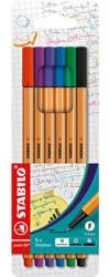 STABILO Tűfilc készlet, 0, 4 mm, STABILO " Point 88" , 6 különböző szín