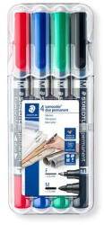 STAEDTLER Alkoholos marker készlet, 0, 6/1, 5 mm, kúpos, kétvégű, STAEDTLER " Lumocolor® duo 348" , 4 különböző szín