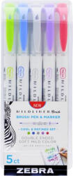 Zebra Ecsetirón készlet, kétvégű ZEBRA " Mildliner Cool & Refined" , 5 szín