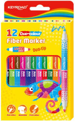 Keyroad Rostirón, filctoll kétvégű készlet 12 db/doboz Keyroad duo fiber marker 24 klf. szín - toptoner