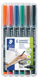 STAEDTLER Alkoholos marker készlet, OHP, 1 mm, STAEDTLER " Lumocolor® 317 M" , 6 különböző szín