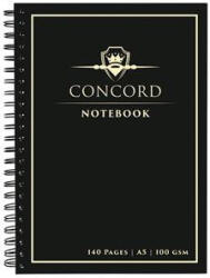 Concord Spirálfüzet, A5, vonalas, 70 lap, CONCORD, fekete