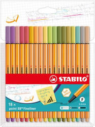 STABILO Tűfilc készlet, 0, 4 mm, STABILO " Point 88" , 18 különböző szín