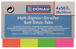 Donau Jelölőcímke, papír, 4x50 lap, 20x50 mm, DONAU, vegyes szín - toptoner