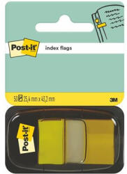 3M Jelölőcímke, műanyag, 50 lap, 25x43 mm, 3M POSTIT, sárga - toptoner