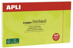 Apli Öntapadó jegyzettömb, 125x75 mm, 100 lap, APLI " Funny" , zöld