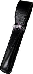 Art Crystella Tolltok, fekete, bőr, 3 sor fehér SWAROVSKI® kristállyal, 16cm, ART CRYSTELLA®