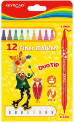 Keyroad Rostirón, filctoll készlet 2 mm/4 mm kétvégű 12 db/bliszter Keyroad Duo Tip vegyes színek (KR971414) - toptoner