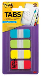 3M Jelölőcímke, műanyag, megerősített, 4x10 lap, 16x38 mm, 3M POSTIT, vegyes színek - toptoner