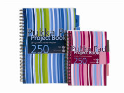 Pukka Pad Spirálfüzet, A5, vonalas, 125 lap, PUKKA PAD " Stripe project book"