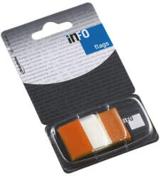Info Notes Jelölőcímke 25x43mm, 50lap, műanyag, Info Notes Info Flags transzparens narancs - toptoner