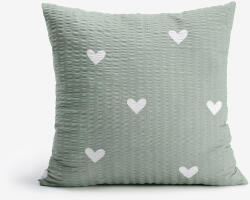 Goldea krepp párnahuzat - szívecskék, zsálya színű alapon 45 x 45 cm