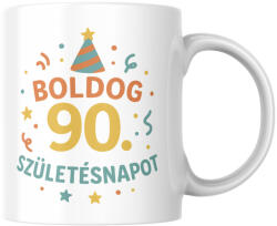  Boldog 90. Születésnapot születésnapi bögre (Boldog_90_Szuletesnapot_szuletesnapi_bogre)