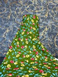 SABAEV Bumbac Satinat 100% Engross - Latiime 240 cm, Lungime 30 ml, Ideal pentru Lenjerii de Pat și Proiecte Textile floare roz 11824-V1 verde