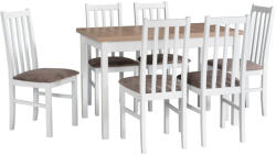  Asztal MAX 10 sonoma tölgy laminált / fehér + szék TASS 10 (6 db) fehér / 25B