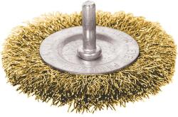 Extol Drótcsiszoló körkefe (fúrógéphez), száras, 50mm, 6mm csap, hullámos szálú, rezezett acél, max 7500 frod/perc (17052)