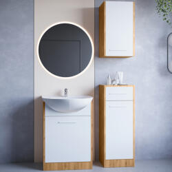 Fürdőszoba bútor tükörrel NAPP LED artisan tölgy / fehér laminált