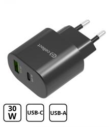 Cellect Hálózati töltő adapter PD30W/QC3.0 18W, Fekete - fortunagsm