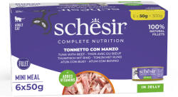Schesir 24x50g Schesir Complete Nutrition Filet tonhal & marha aszpikban nedves macskatáp