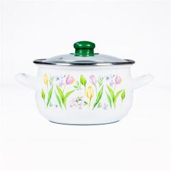 TOO Belly Tulip 4, 8 Literes, 22cm Átmérő, 14cm Magasságú Lábas Fazék Üveg Fedővel