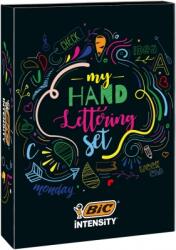 BIC Kit caligrafie BIC Intensity My Hand Lettering Set, 20 de finelinere, 12 markere Dual Tip, 12 linere, 4 sabloane 999399