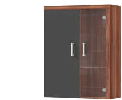 Vitrines faliszekrény, szilva/szürke grafit, CHERIS 4 (KD-0000237237)