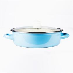 TOO Line Blue LOW 3, 2 Literes, 24cm Átmérő, 7, 5cm Magasságú Alacsony Lábas Fazék Üveg Fedővel