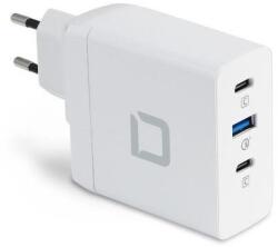 DICOTA Laptop töltő DICOTA GaN univerzális PRO, 100W, 2xUSB-C, USB-A gyorstöltés, többszörös védelem, 69x32x67mm (897459)