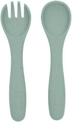 Kikkaboo Комплект вилица и лъжица Kikkaboo - Platinum Silicone, Sage (31302050014)