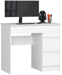 AKORD A-7 Fehér Számítógépasztal 4 Fiókos Jobbos 90 cm