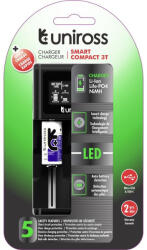 Uniross Li-ion/Ni-MH/LiFePo4 kompakt gyorstöltő LCD kijelző (UCX004)