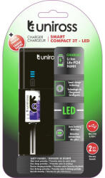 Uniross Li-ion/Ni-MH/LiFePo4 kompakt gyorstöltő LED kijelző (UCX006)