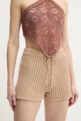 Twinset pamut rövidnadrág női, barna, sima, magas derekú, 251TP3202 - barna M