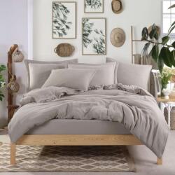 Hobby Home® Lenjerie pat premium de lux din muselina si bumbac satinat, cearceaf pilota 200x220cm, Cappuccino Lenjerie de pat