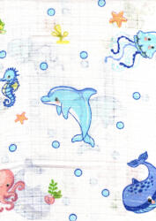  Mintás textil pelenka 1db-os - tengeri állatok