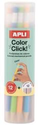 APLI Színes töltõceruza készlet, ceruzatartóban, APLI "Color Click", 12 különbözõ szín (12 db) (LCA20080)