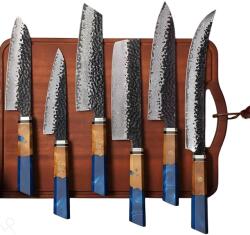 HARAHU Set de cuțite de bucătărie din oțel damasc AI-37600 - Albastru închis KP37600