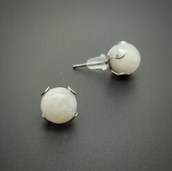 MyVanilla Ásvány ? Fehér Holdkő Golyós Fülbevaló - Acél Karmos Foglalatban (8-9 mm)