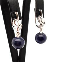 MyVanilla Ásvány ? Kék Aventurin Golyós Fülbevaló Levél Dísszel - 10 mm