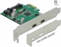 Delock Express x1 kártya - 2 x külső SuperSpeed USB (USB 3.2 Gen 1) USB Type-C hüvely (90493)