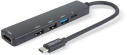 Nedis Delight Multifunkciós USB Hub - HDMI + Type-C 3.0 - 3xUSB-A, 1xType-C - 5 Gbps, 100 W - fekete 55064 (24-55064)