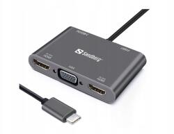 Sandberg Dokkoló állomás Sandberg Usb-c Dock 2xHDMI+1xVGA+USB+PD (136-35)