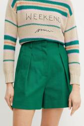 Weekend Max Mara pamut rövidnadrág női, zöld, sima, magas derekú, 2515141016600 - zöld 40