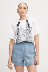 Sisley pamut póló fehér, 3I1XL107G - fehér S - answear - 9 990 Ft