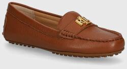 Lauren Ralph Lauren bőr mokaszin Barnsbury barna, női, lapos talpú, 802942768002 - barna Női 36.5
